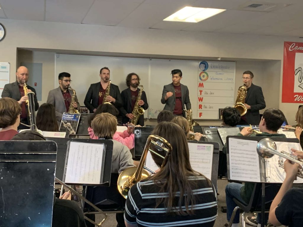 saxophone sextet playing for music students